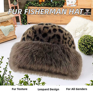 Vente en gros de bonnets chauds d'hiver en imitation fourrure de vison moelleux avec logo personnalisé chapeau de pêcheur style dame pour femmes Offre Spéciale - Product Image 3