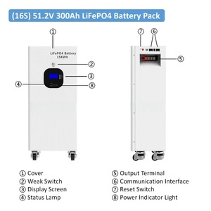 Sistema de Almacenamiento de Energía LiFePO4 de 15 kWh, Batería de Litio de 51.2V 300Ah con Comunicación CAN para Aplicaciones de Red Híbrida Solar Doméstica NV - Product Image 2