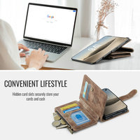 Étui CaseMe 3 en 1 pour iPhone Duo avec 6 emplacements pour cartes + 1 fermeture éclair + 1 emplacement pour argent liquide, portefeuille multifonctionnel pour iPhone Duo