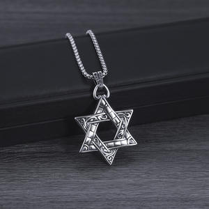 Collar con Colgante de Estrella Hexagonal de Moda Personalizada para Hombre, Collar con Colgante de Acero Inoxidable Plateado, Accesorios de Joyería para Hombre - Product Image 3