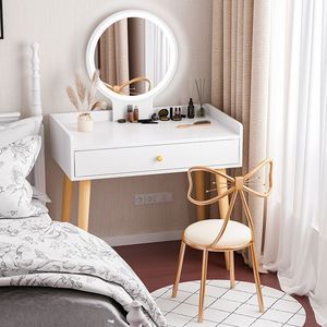 Bureau vanité moderne en bois miroir LED tiroirs de rangement réglables <span class=keywords><strong>tabouret</strong></span> <span class=keywords><strong>pour</strong></span> salle de bain chambre <span class=keywords><strong>coiffeuse</strong></span> maison hôtel vente en gros - Product Image 2