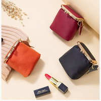 Porte-monnaie vintage en cuir véritable avec fermeture à fermoir, mini sac de rangement pour rouge à lèvres, petite pochette portable pour écouteurs et cartes