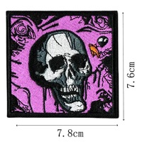 Patch brodé Crâne Punk, Badge Squelette Style Graffiti, Applique Gothique Rock, Autocollants thermocollants pour Streetwear, Veste en jean, Sac