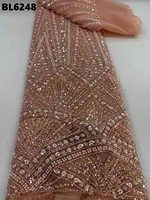 Nouvelle mode de robe de mariée perlée faite à la main robe de soirée en tulle maille luxueuse perle tissu en dentelle perlée