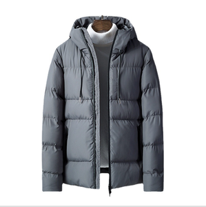 DFWJ02 Chaqueta de Invierno Acolchada para Hombre, Unisex, Azul Gris Borgoña, con Cierre y Capucha - Product Image 1