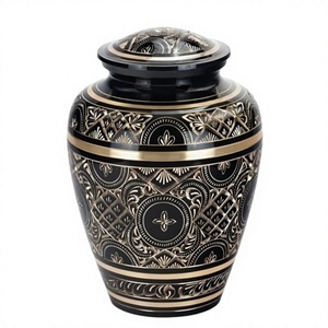 Urne funéraire noire avec motif Arbre de Vie pour cendres humaines adultes, urne décorative en laiton, urne funéraire classique pour cendres d'adultes - Product Image 3