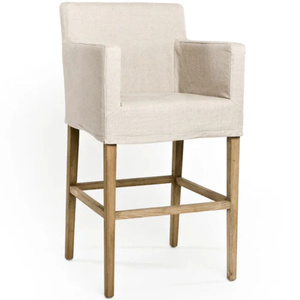 Taburete Alto Avignon Slipcover Counter de Roble Natural, Lino y Espuma, Resistente, para Bar en Casa y Comedor - Product Image 5