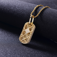Collier pendentif croix personnalisé pour hommes, pendentif en Zircon 14k plaqué or, style militaire, chien, avec jésus, personnalisé