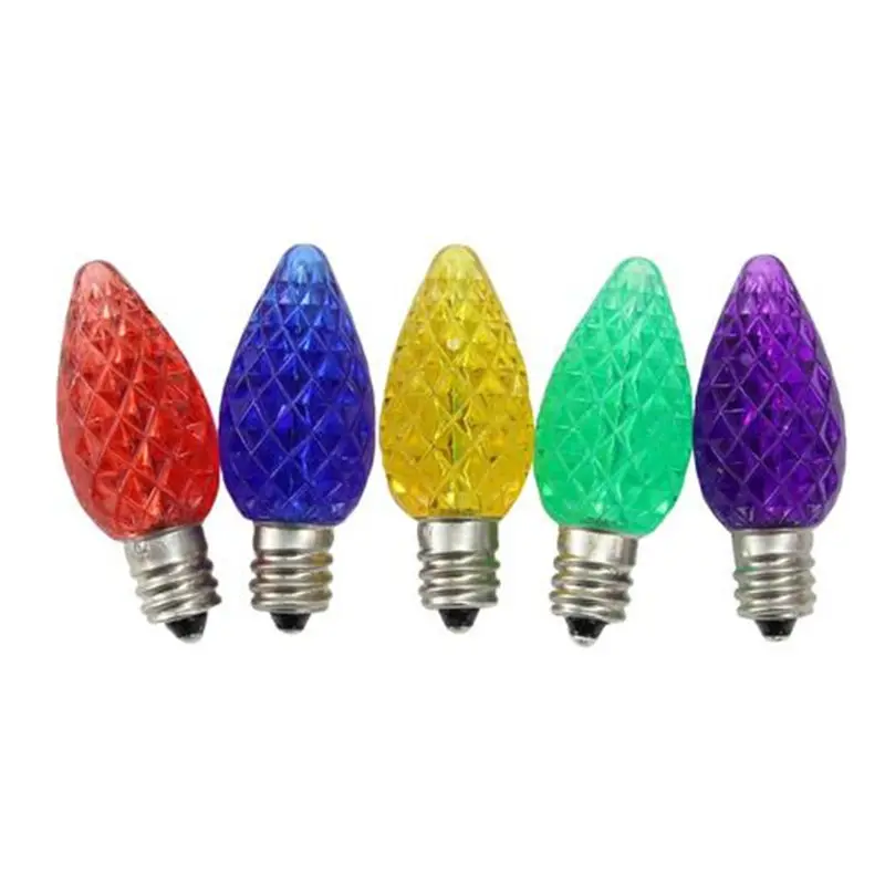 Multicolor C7 Christmas Candle Led Bulbs E12 0.5W C7 Faceted Led Replacement Bulbs