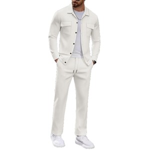 Conjunto de Otoño Invierno para Hombre, Chaqueta de Pana con Botones y Solapas, Pantalones Largos Casuales de Manga Larga - Product Image 3