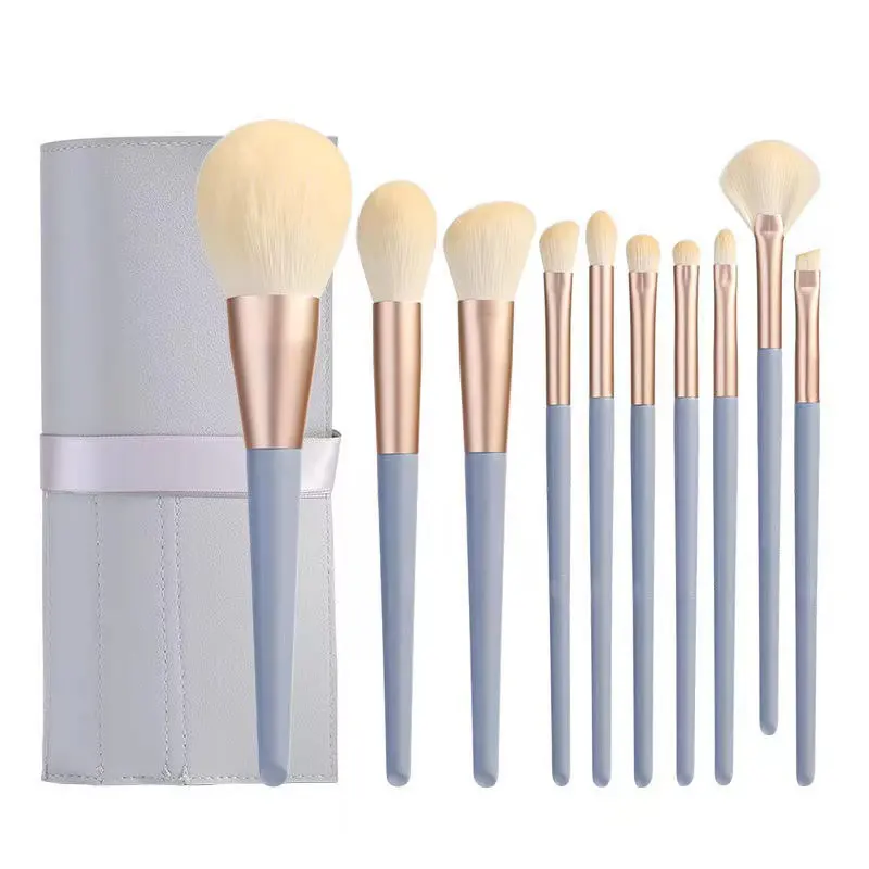 O novo listagem Biomimetic Fiber Wool Resin Brush Handle 10 Makeup Brush Set