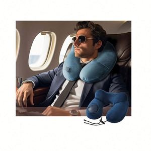 Almohada de Viaje Inflable Ajustable para Dormir en el Avión, Soporte para el Cuello, para Viajes Largos en Avión, Lavable - Product Image 1