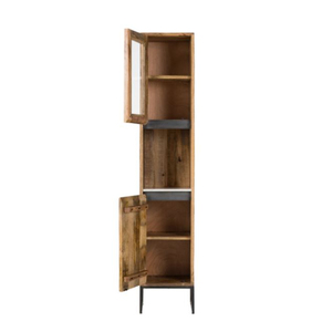 <b>Rustic</b> Solid Wood Tall <b>Cabinet</b> With 2 Doors And Metal Legs Living Room Storage Furniture in bulk price - Product Image 5