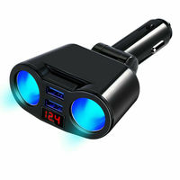 Affichage numérique 120W 2 voies LED allume-cigare de voiture Double prise de courant adaptateur répartiteur + double USB QC3.0 chargeur de voiture rapide