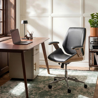 Chaise de bureau de direction de luxe en bois courbé, pivotante à 360°, moderne, très vendue, en cuir premium, réglable en hauteur, durable, pour adultes, idéale pour la détente