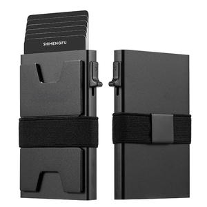 Mince Minimaliste Pop Up Porte-Cartes Portefeuille RFID Blocage Mens Portefeuille avec Sangle et Plaque Métallique Contient Money Clip Wallet - Product Image 1
