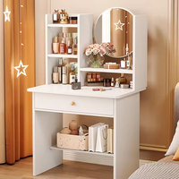 Coiffeuse moderne éclairée avec tiroirs, miroir, tabouret, ensemble de coiffeuse pour chambre à coucher, hôtel, salon