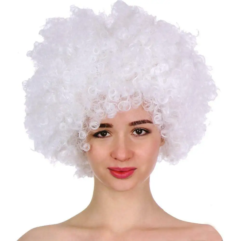 White Curly Afro women Wig Fancy Dress Party Costume Accessory Disco virgin wigs W3068