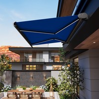 Auvent électrique complet avec télécommande, protection solaire, bras rétractable en alliage d'aluminium, pliable et résistant au vent