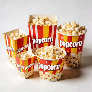 Caja de Palomitas de Maíz Desechable de Papel, Envase para Refrigerios, Paquete Familiar Combinado, Suministros para Fiestas y Películas, Caja de Empaque para Palomitas - Product Image 4
