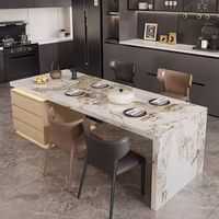 Table d'îlot extensible de luxe haut de gamme panneau de bois intégré armoires de bar de salon pour cuisine stockage domestique