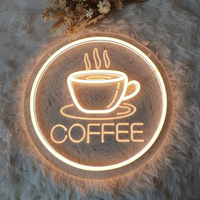 Enseigne néon circulaire en acrylique à économie d'énergie, personnalisable avec logo, pour salon de thé, café, bar, restaurant, présentation commerciale