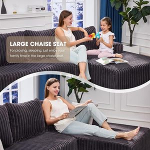 Sofá Seccional Modular Moderno de Corduroy Comprimido al por Mayor de Fábrica, Sofá sin Estructura para Apartamento, Juego de Muebles para Sala de Estar - Product Image 3