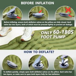 Almohadilla para dormir doble ultraligera de PVC para 2 personas, colchoneta inflable compacta para acampar, almohada con bomba de pie incorporada para coche, tienda de playa de viaje - Product Image 2
