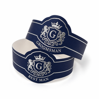 Bandes de cigares personnalisées bleu marine pour garçons d'honneur, avec logo argenté, cadeaux de fête de bachelier, bagues de style masculin