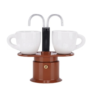 Cafetera Italiana para el Hogar, Cafetera Espresso para Exteriores, Cafetera <span class=keywords><strong>Moka</strong></span> de Doble Tubo, <span class=keywords><strong>Mini</strong></span> Cafetera de Aluminio de Grado Alimenticio para 2 Tazas - Product Image 5