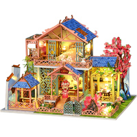 Miniature de bibliothèque en bois de style cour chinoise ancienne à construire soi-même, modèle de maison de poupée avec scène de lecture traditionnelle, artisanat fait main, décoration d'intérieur, cadeau