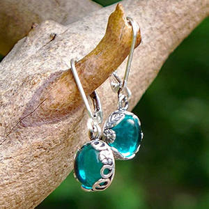 Pendientes E868 Azul Marino con Engaste de Plata 925 en Forma de Bola, Clásicos para Uso Diario de Mujer - Product Image 3