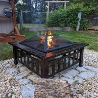 Table de foyer au charbon de bois multifonctionnelle sans fumée en acier avec barbecue intégré, portable, noire, pour usage extérieur dans la cour