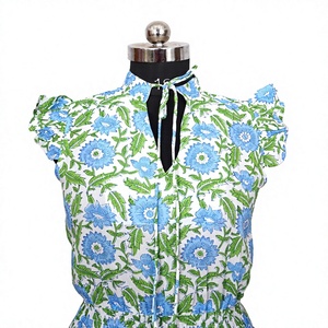 Vestido Largo Informal de Verano para Mujer, 100% Algodón Ecológico, con Estampado Floral Digital, para Aniversario - Product Image 1