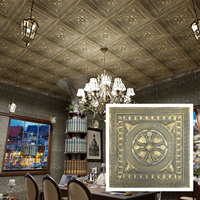 Plaques de plafond en PVC, finition faux étain, or antique, pour hôtels, design moderne 3D gaufré, ignifuge et imperméable, PL01 PAINTSDECOR
