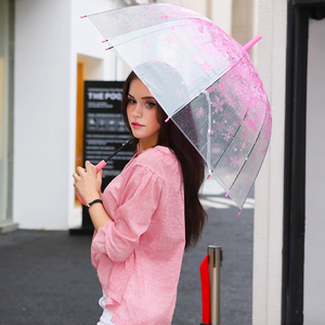 <span class=keywords><strong>Parapluie</strong></span> transparent à long manche avec des fleurs de cerisier roses de style japonais, <span class=keywords><strong>parapluie</strong></span> à bulles transparent pour filles et femmes - Product Image 5