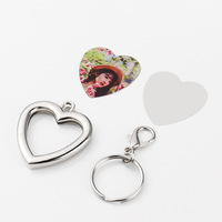 Porte-clés en alliage de zinc avec médaillon photo magique en forme de cœur, style simple, pour la mémoire, avec ailes d'ange, sublimation