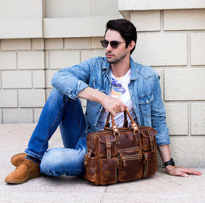 Sacoche pour ordinateur portable en cuir de vache véritable pour hommes, sac à main de voyage d'affaires grande capacité, sac à bandoulière décontracté et élégant - Product Image 6