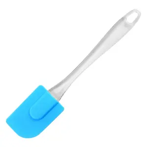 Grosir plastik alat kue split silikon pengikis aksesoris dapur Semi transparan pegangan makanan kelas silikon spatula