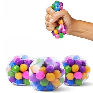 Promotional Stock Custom Logo Soft Stress PU Foam Anti Stress Relief Grape Balls Non Toxic Rubber Sensory Mesh Squishy Ball Toys