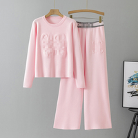 Ensemble de chandail pour femmes de style européen, élégant et simple, automne-hiver, tricoté, décontracté, chandail et pantalon large, ensemble deux pièces