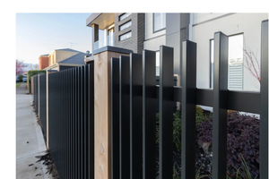 Clôture de jardin moderne en alliage d'aluminium noir à lame verticale 3D, revêtement poudré, personnalisable, anti-rongeurs, modélisation 3D – Offre Spéciale - Product Image 3