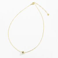 FUAMAY 925 Collar de bola simple de plata esterlina Collar con colgante de bola de oro pequeño
