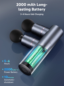 Pistola de masaje muscular de tejido profundo de doble cabeza inalámbrica de mano Masajeador de pistola de fascia de frecuencia inteligente profesional - Product Image 3