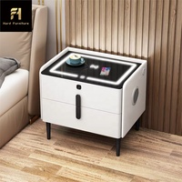 Table de chevet intelligente de luxe moderne avec verrouillage par empreinte digitale, table de chevet flottante avec charge filaire, meubles de chambre à coucher pour appartement, hôtel