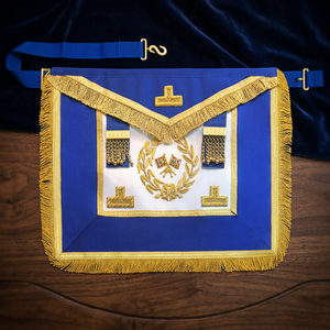 M Aslam Regalia Masonic Grand Officers Full Dress White Premium Leather Hand Embroidered Nail Bead 120g Fabric - Product Image 2