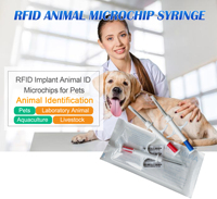 Microchip RFID de Biovidrio Implanteable de 134.2khz, 1.4x8mm, Fdx-b, Etiqueta de Identificación Animal, Transpondedor con Jeringa para Mascotas, Perros, Gatos, Peces