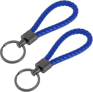 Porte-clés personnalisé en cuir véritable tressé avec logo gravé en métal pour promotion d'entreprise, porte-clés pour femme, cadeau pour voiture, modèle - Product Image 1