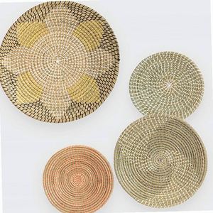 Grosser Wandkorb Kleiner <strong>Docht</strong> Wandkoerbe Halbe Rattam Korb Wand Faser Wandbehang Stroh Wanddekoration 3 Weide Rattentierkoepfe - Product Image 3