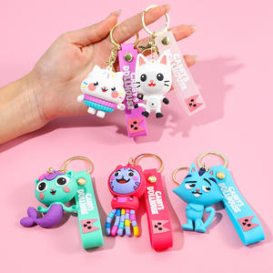 Nouveauté : Porte-clés en caoutchouc 3D mignon, poupée Gabbys, <span class=keywords><strong>maison</strong></span> de poupée, <span class=keywords><strong>chat</strong></span> sirène, pendentif pour sac à main, breloques pour sac à dos pour filles - Product Image 1